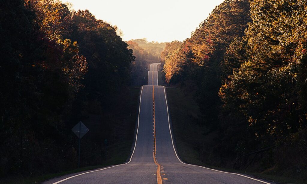 Winding road representing life's changing journey