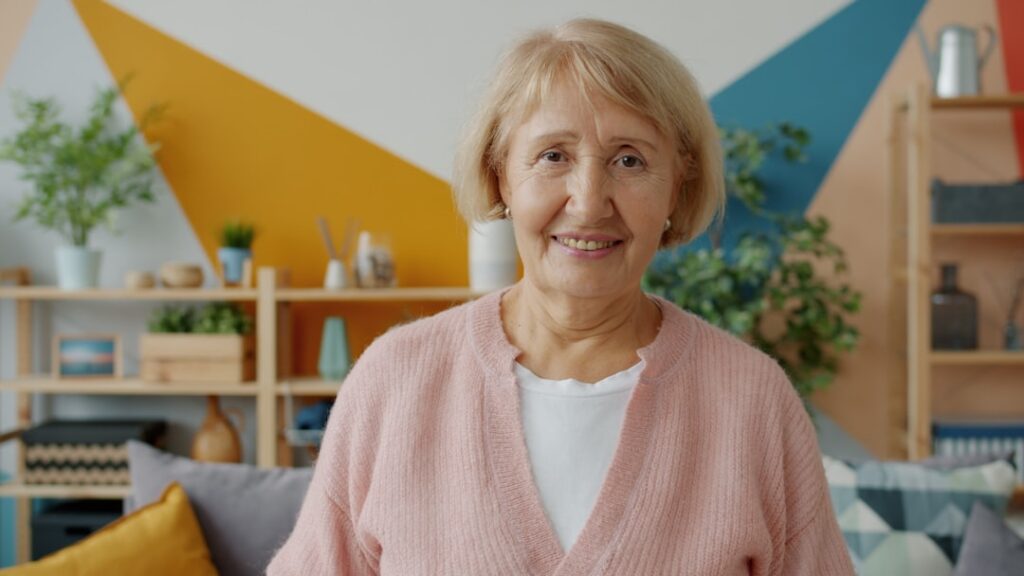 Smiling senior woman portrait at home