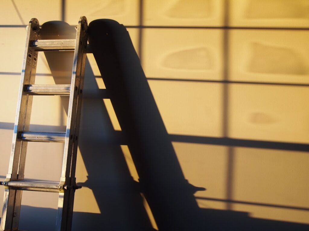 Ladder leaning against a wall