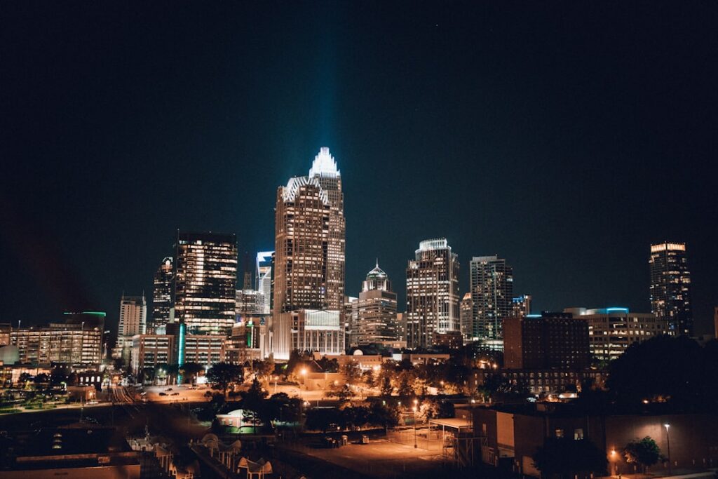 Uptown Charlotte North Carolina skyline at night