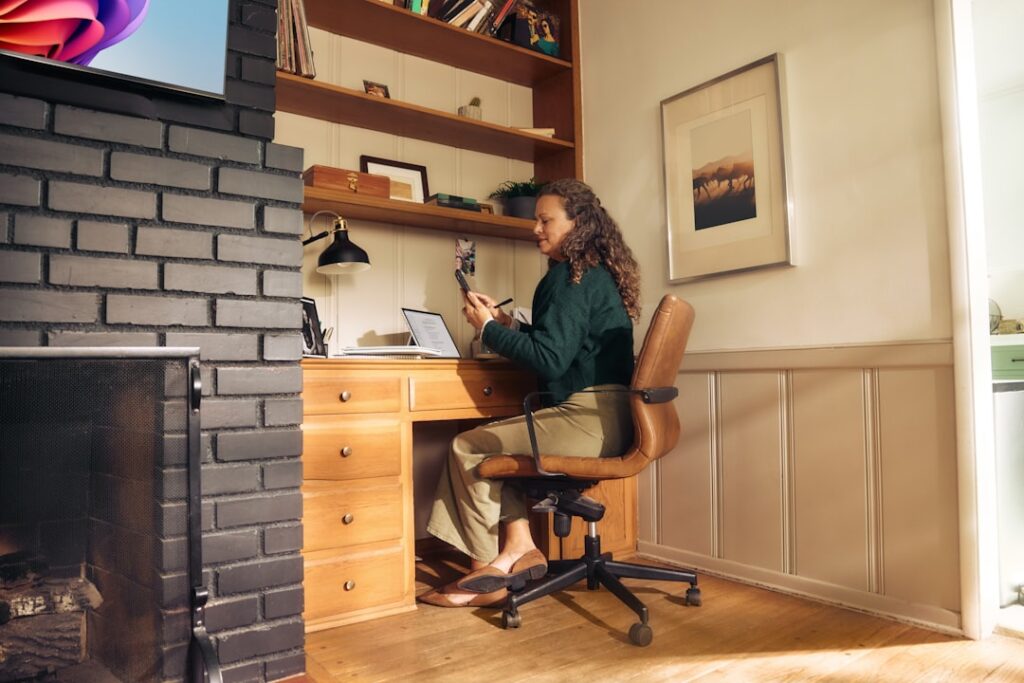 Person working from a cozy home office